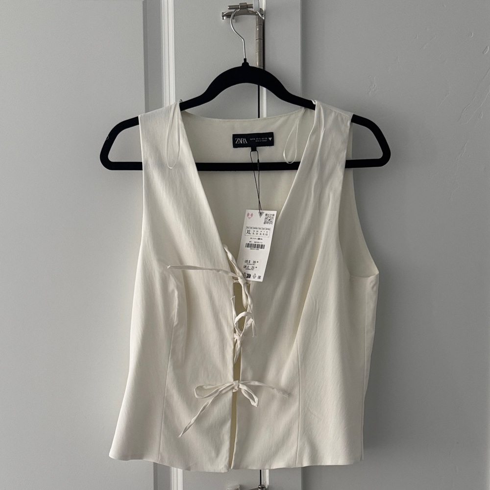 Zara Cream Tie-Front Blouse